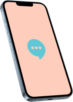 Smartphone med chatbesked-ikon på skærmen